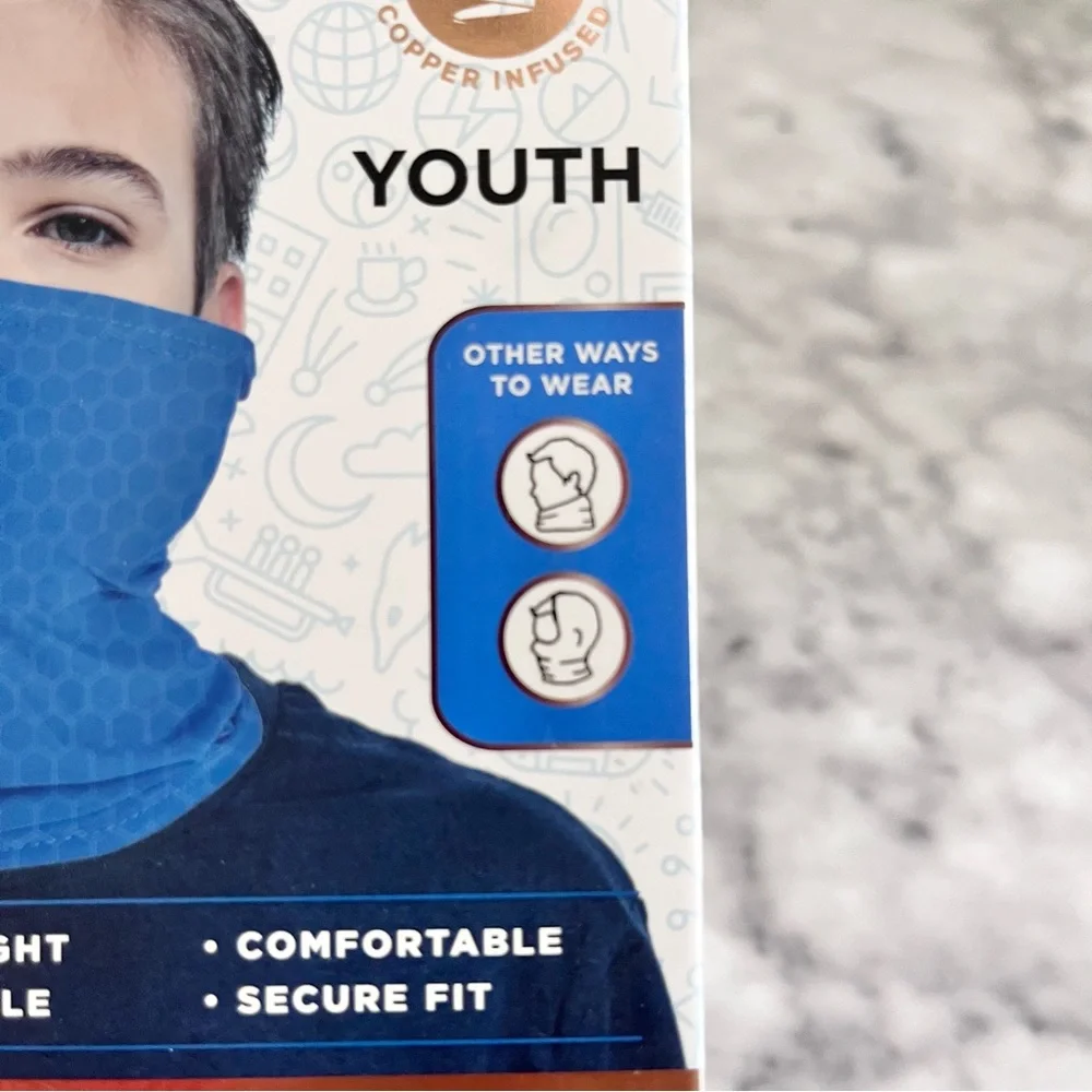 Winter New Youth Face Protector and Neck Gaiter Copper Fit Blue